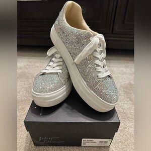 Betsey Johnson Sidny Rhinestone Tennis Sneakers w/o box